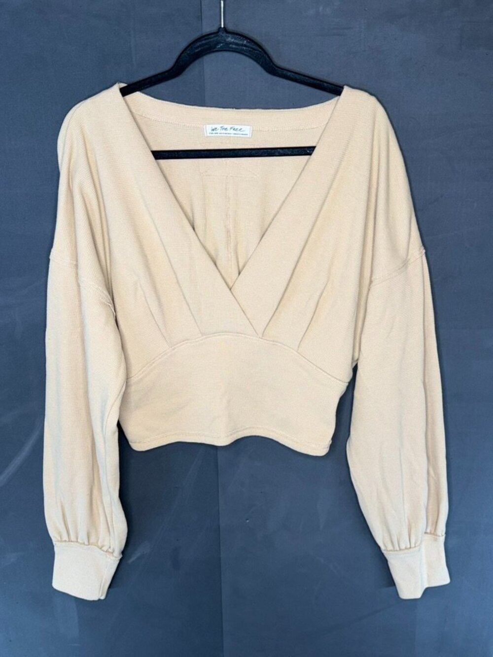 Free People Crop Long Sleeved Waffle Knit Size Large